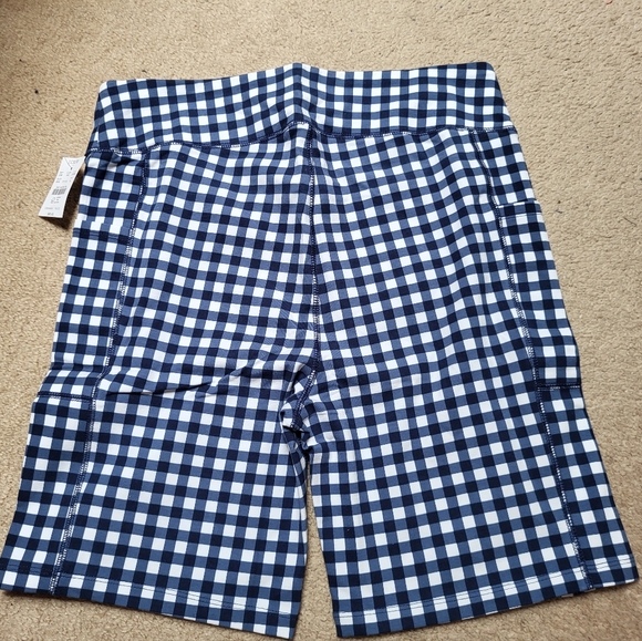 NWT! J Crew Blue Gingham Biker Shorts! Size Xl! - Picture 2 of 9